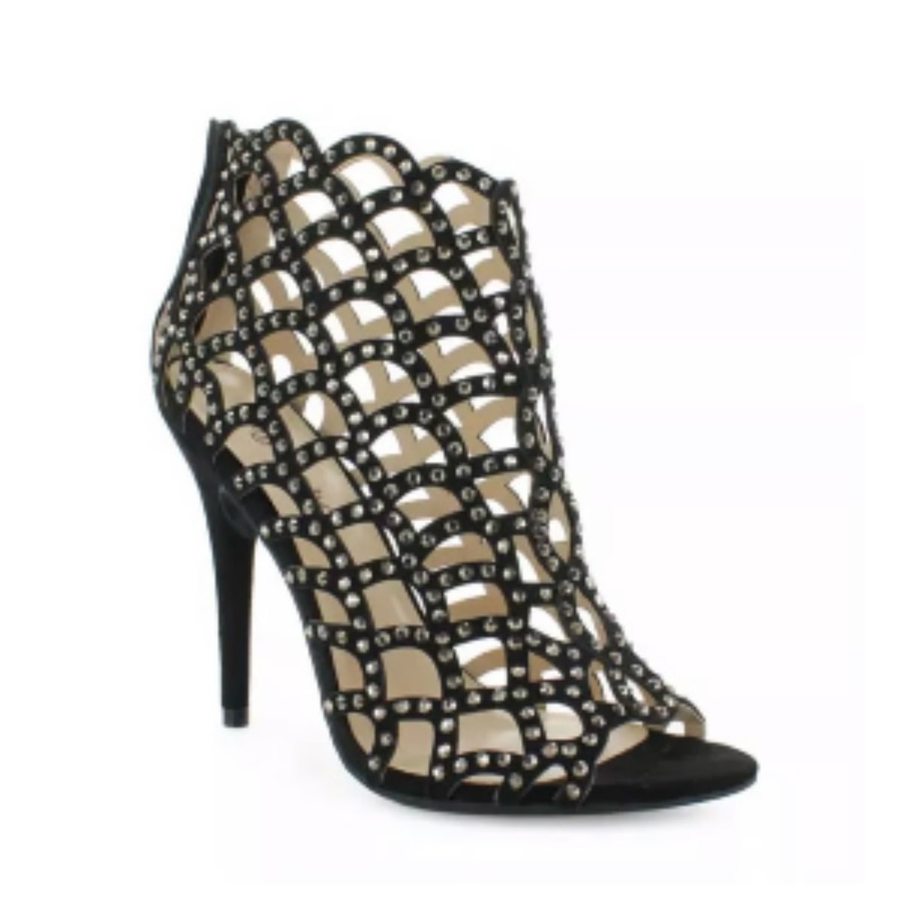 Zigi Soho Black Net Studded Jeweled Heels size 7.5